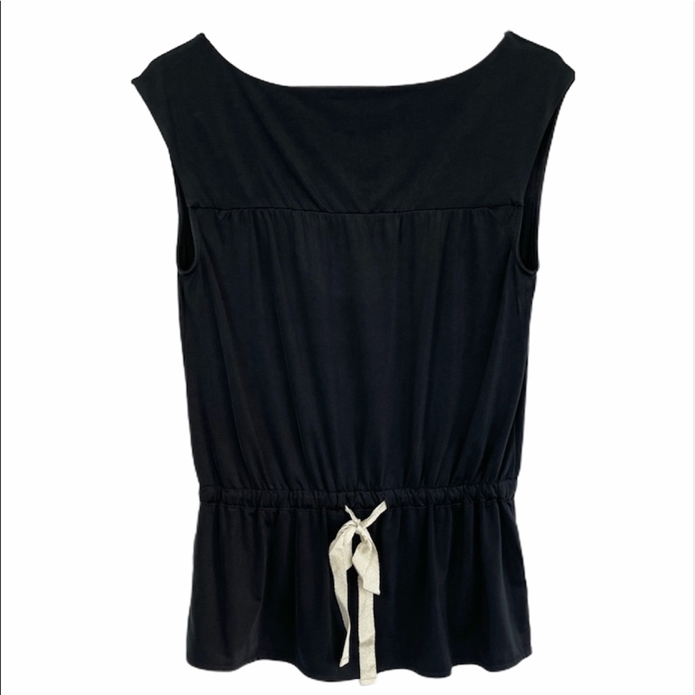 Express Black Satin Drawstring Blouse